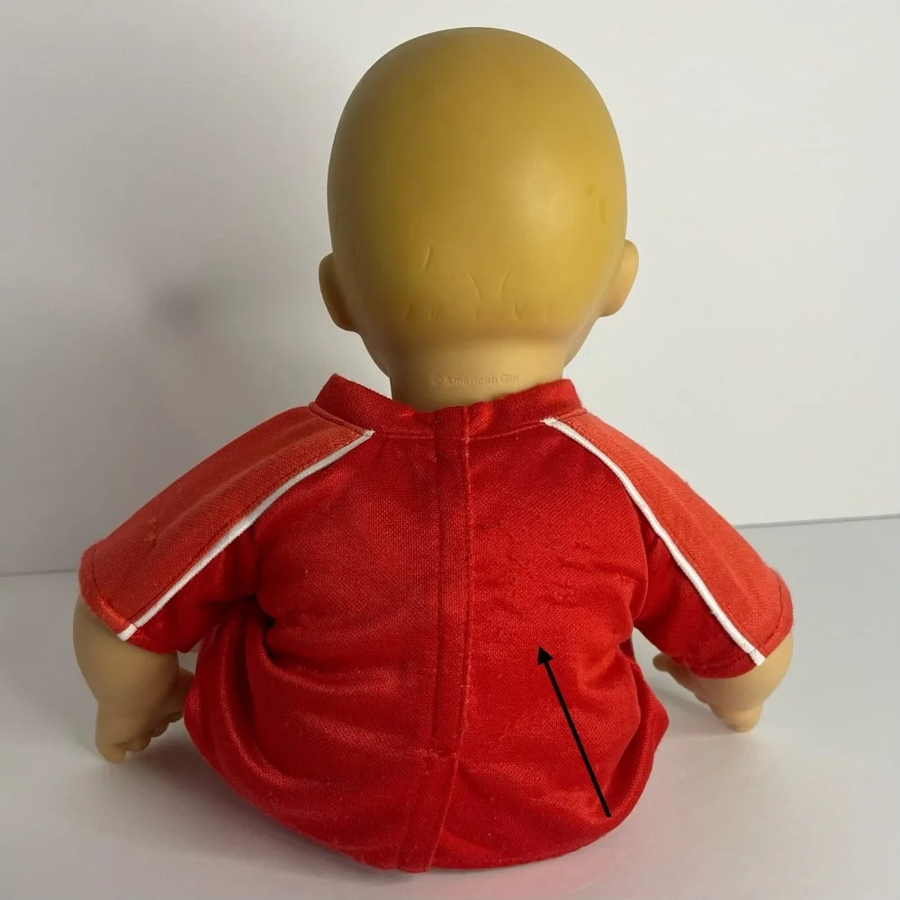 American Girl Bitty Baby Doll Sleepy Blue Eyes Blonde Bald Head With Outfit 15” - Picture 5 of 16